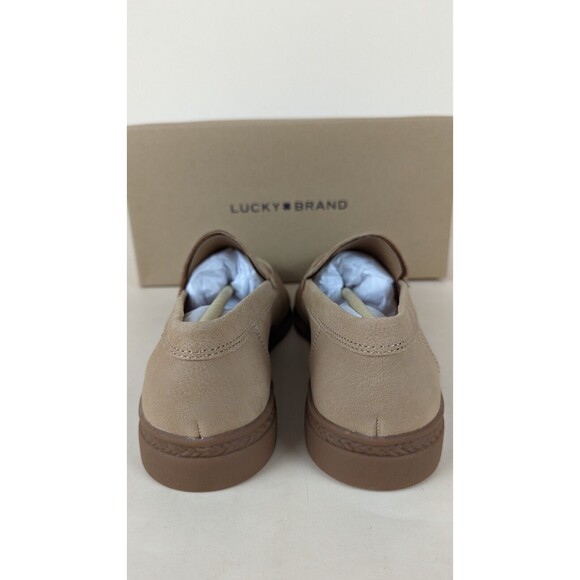 Lucky Brand Redmy Loafers Flats Womens 7 M Tan Leather Studded Peace Shoes NWB - Picture 5 of 10
